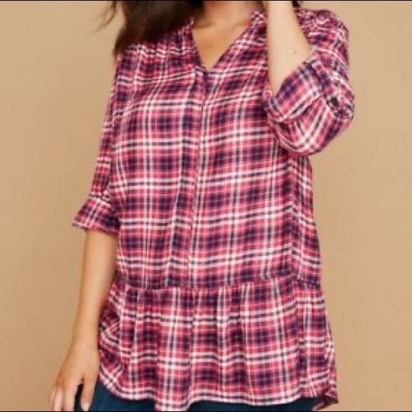 NWT Lane Bryant Ruffled Hem Flannel - Picture 1 of 13